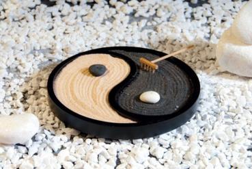 Zen Garten Yin Yang schwarz aus Holz  ca. 20 cm